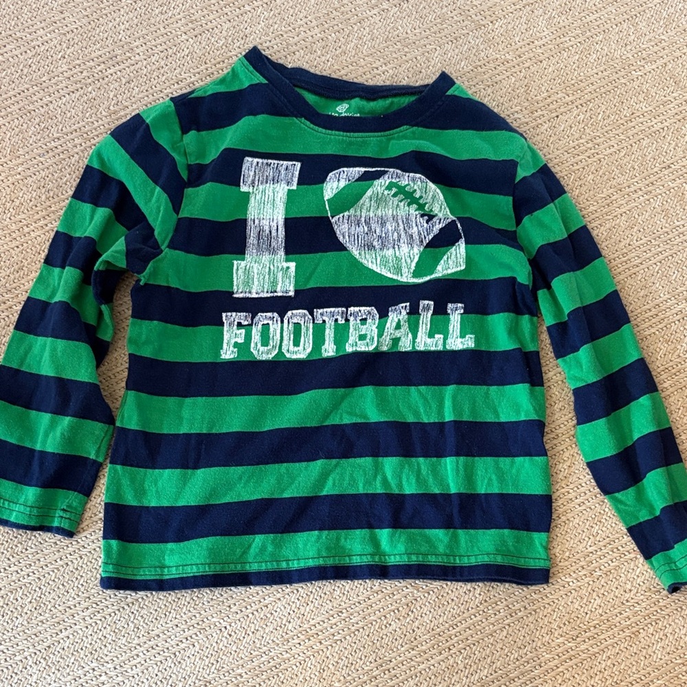 Boys stripe long sleeve football tee